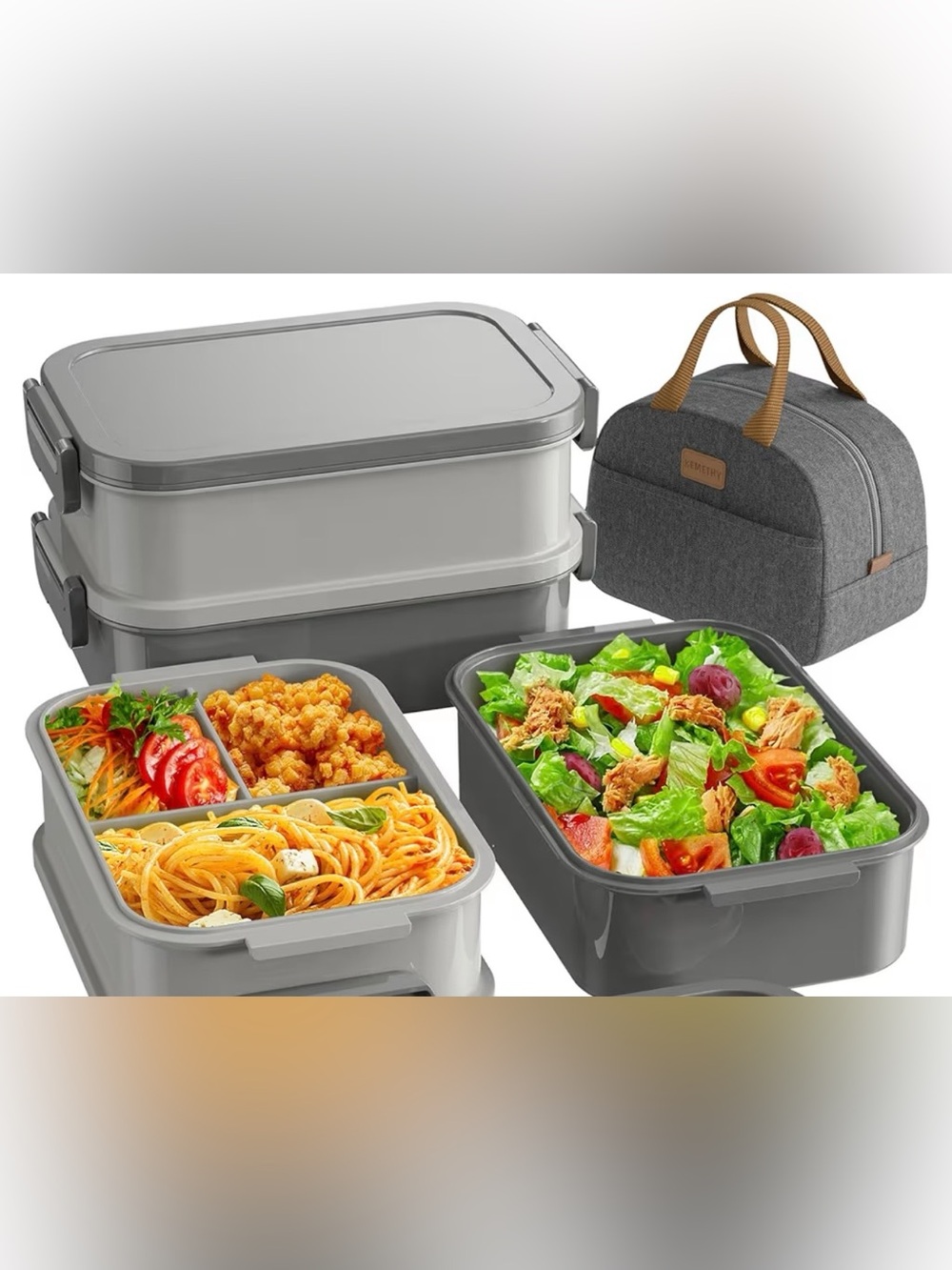 NEW Bento Lunch Box Set with Thermo Bag, Stackable Leak-proof 3-tiers Bento Box